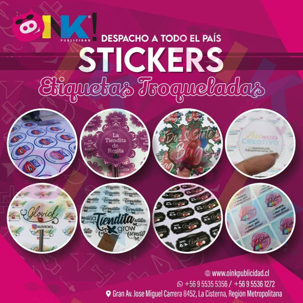 Stickers - Adhesivo troquelado (Medida Personalizada) $10.000 m2 - Oink Publicidad