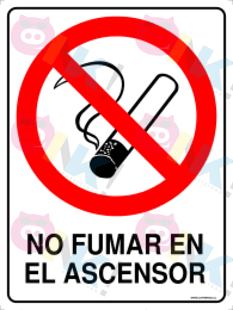 Señalética No fumar en el ascensor - Oink Publicidad